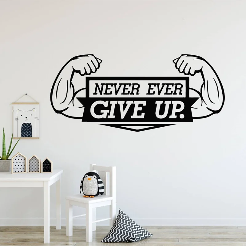 

Виниловые наклейки на стену yoyoyoyu с цитатами для фитнеса, никогда не сдавайся, съемная наклейка, спальни, тренажерного зала, домашний декор, х...