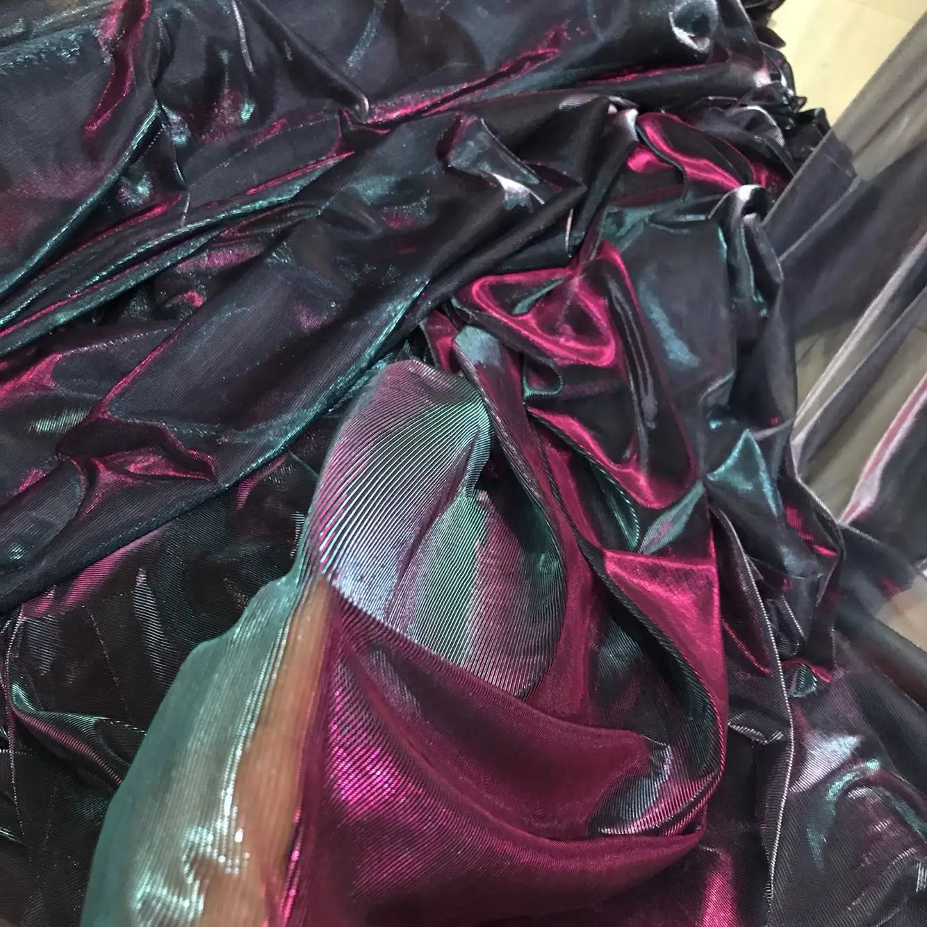 100x130cm Rose-blue Gradient Laser Electro-optic Metallic Color Elastic Cloth Mesh Fabric Tulle Party Decoration Fabrics