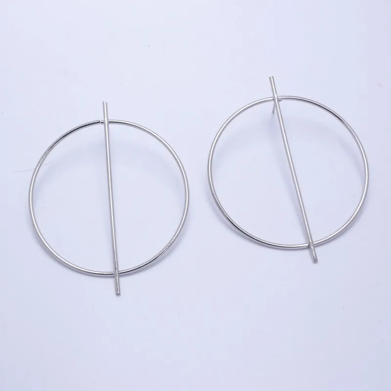 2019 New Fashion Simple Gold Color Silver Geometric Big Round Earrings for Women Circle Drop Earrings Statement Brincos Jewelry