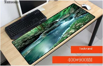 

Yuzuoan 900*400*3MM Stone Waterfall Tree mouse pad lock edge creative large thickening game keyboard table mat Free Shipping