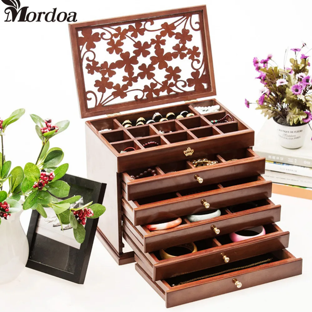 2017 Wholesale Jewelry Display Wood Pattern Casket / Senior Jewelry Box