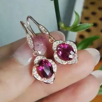 

Fidelity natural garnet drop earrings s925 sterling silver fashion flowers fine jewelry for women party Natural red gemstone