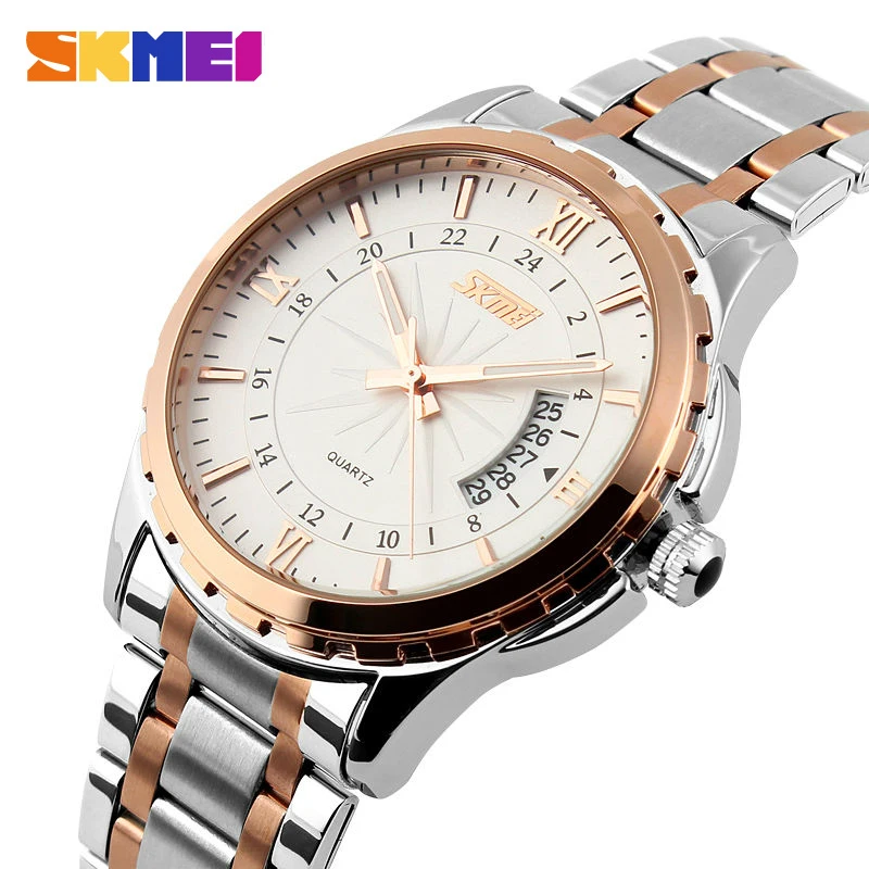 

2016 Luxury Quartz Watch Men SKMEI Full Steel Auto Date Water Resistant Business Dress Wristwatches Relogio Masculino 9069