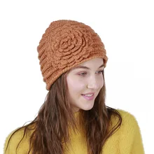 Lovely Handmade With a Flower Winter Beanies Warm Wool Caps For Women Skullies knitted Girls Cap Sweet Cute Hats z1 Lovely Handmade With a Flower Winter Beanies Warm Wool Caps For Women Skullies knitted Girls Cap Sweet Cute Hats z1