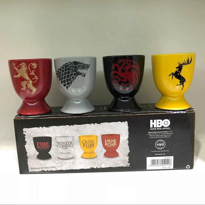 

2019 New 4Pcs Game of Thrones Ceramic Liquor Cup Spirits Cups Set Sake Wine Set Drinkware And 4pcs/set Stainless Steel Mini Cup