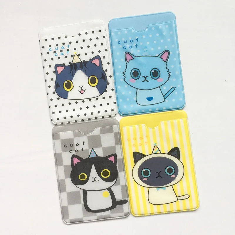 

1X Kawaii Cat Card Holder PVC Waterproof Card Protection Tool School Office Supply Student Stationery Kitten Bag Kids Gift