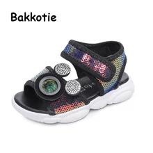 Bakkotie Verão Novo Bebê Meninos Moda Sandálias de Praia Causal Meninas Glitter Sandálias Esportivas Crianças Respirável Macio Não-Deslizamento Sapatos