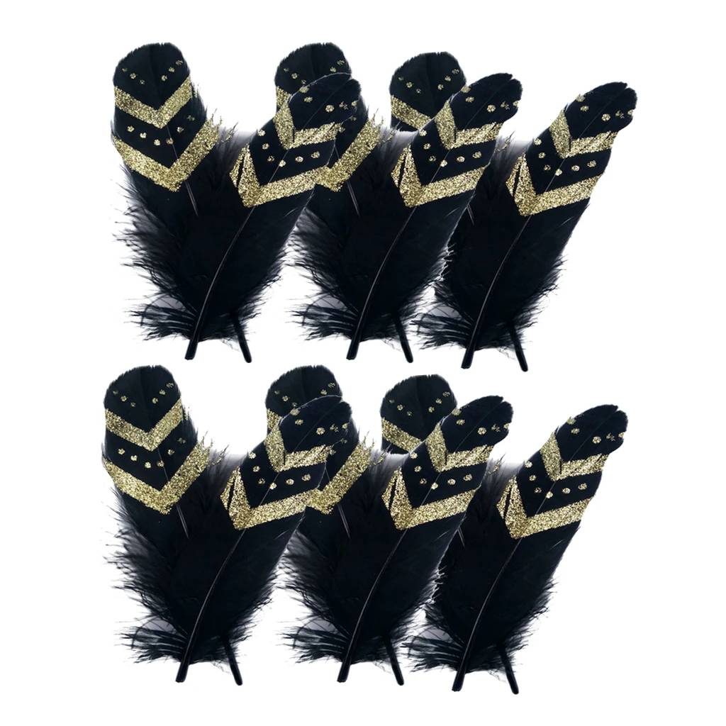 New 12 Pieces Printing Natural Goose Feather DIY Craft Party Home Decor for Sewing Garment Clothes Wedding Dress Accessories