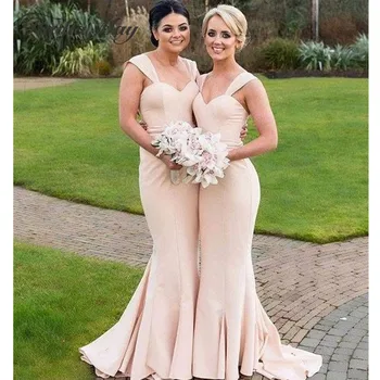 

Dusty Rose Gold Mermaid Bridesmaid Dress 2020 Simple Sweetheart Elegant Long Women Formal Dress for Wedding Guest Party Gowns