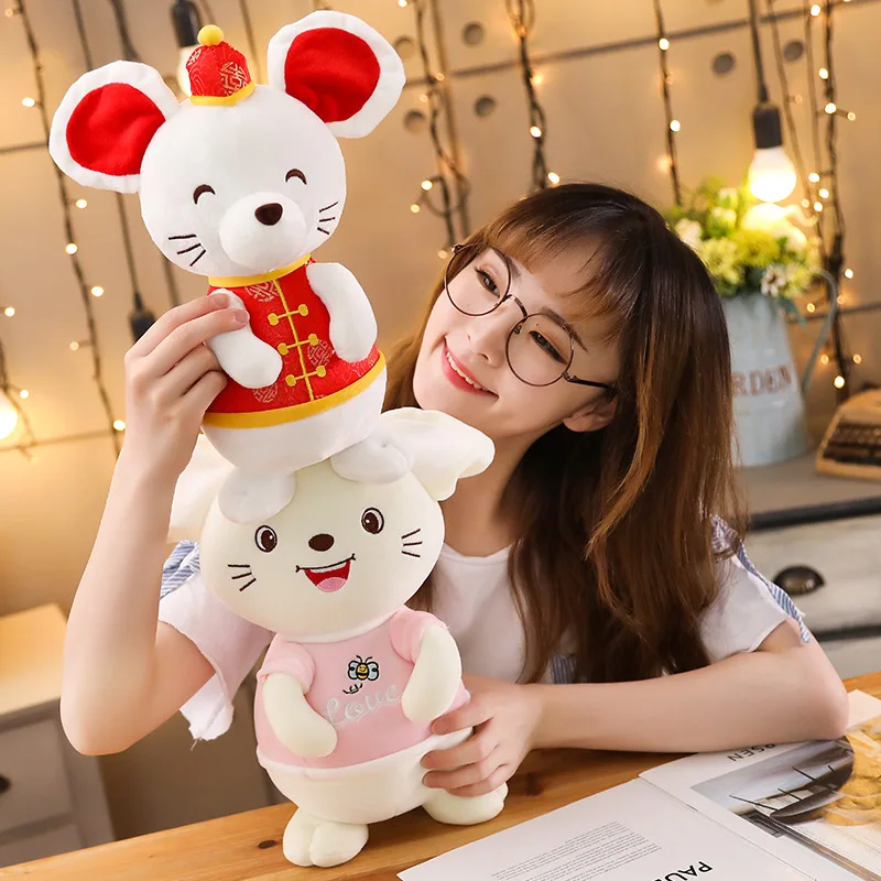 Год крысы Kawaii t плюшевая мышь в Танг Костюм Мягкий китайский год Мягкие плюшевые игрушки для детей подарок на день рождения