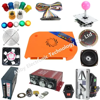 

Arcade accessory diy kit with pandora box, 2 player controllers, illuminated button,lock, speakers,power supply