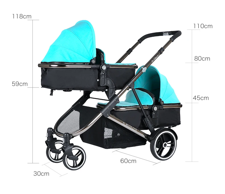 Babyruler, детская коляска для близнецов, двойная детская коляска, детская коляска для автомобиля, складная Брендовая детская коляска