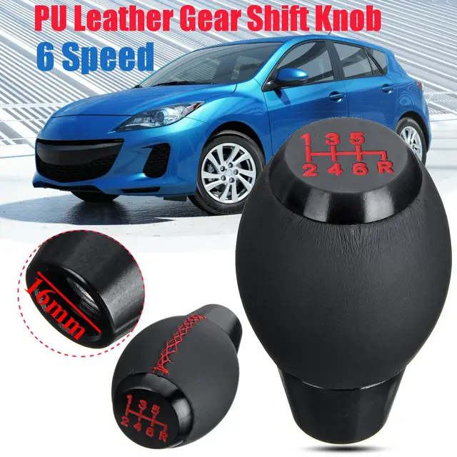 M10x1.25 Front Gear Shift Knob Universal 6 Speed PU Leather Gear Shift