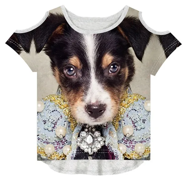 Летняя детская модная футболка с 3D принтом для маленьких девочек, брендовая дизайнерская футболка, детские футболки для девочек с красивым принтом собаки - Цвет: T 1853