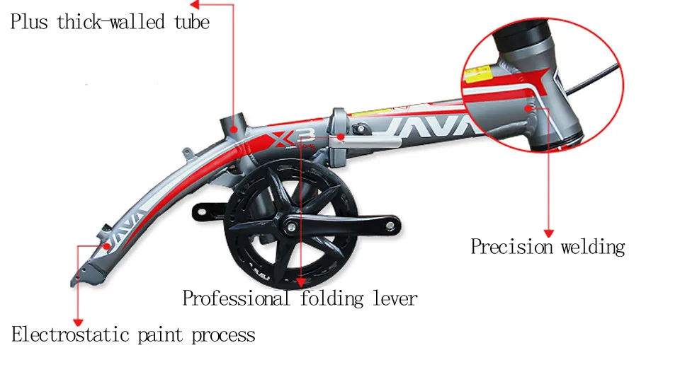 14-дюймовый алюминиевый сплав складной велосипед Сверхлегкий JAVA X3 двойные тормоза велосипеда