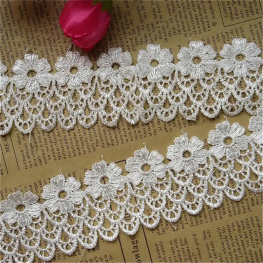 Cinta de tela de color Ribete De Encaje Tul Bordado boda apliques coser Craft