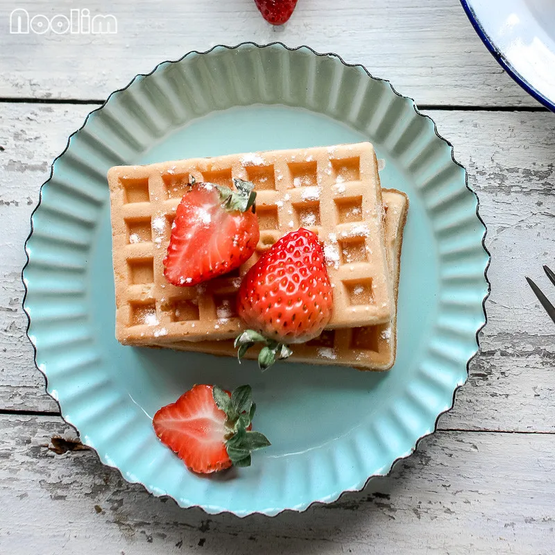 Десертное блюдо NOOLIM с эмалью и волнистым краем в японском стиле круглая ложка для