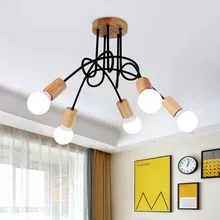 Винтажная промышленная ретро люстра освещение E27 Edison лампа Паук Люстра Кухня Столовая Coffee деревянная люстра