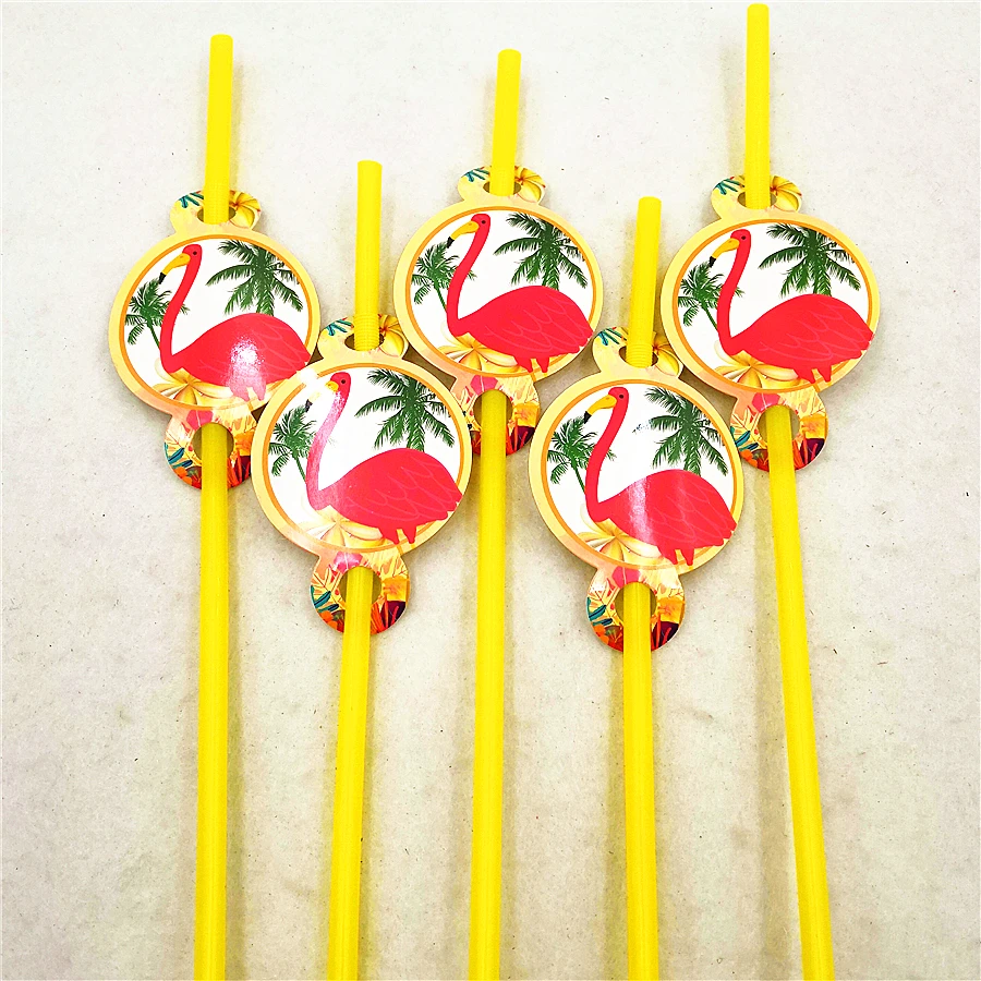 

6pc/set kids birthday party supplies flamingo flexible straw baby shower party decoration tableware drinking straws favor