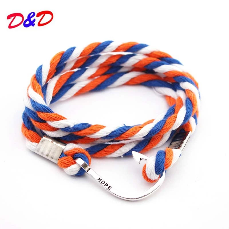 

2018 Bracelets & Bangles Pulseiras Fashion Multilayer Sailor Nautical Rope Hooks Men's Jewelry Friendship Wholesales