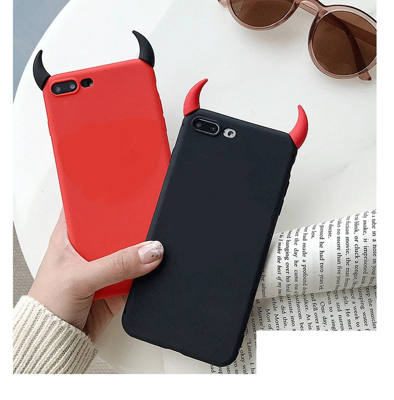 Мягкий ТПУ чехол Devil Horns Demon Angle Cover для Huawei P40 P8 P9 P10 P20 P30 Pro Lite 2017 P Smart Plus Y5P Y6P Y7P чехлы