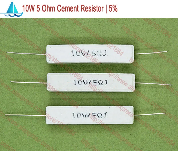 (10pcs/lot) 10W Cement Power Resistors 10W 5 ohm Ceramic Cement Power