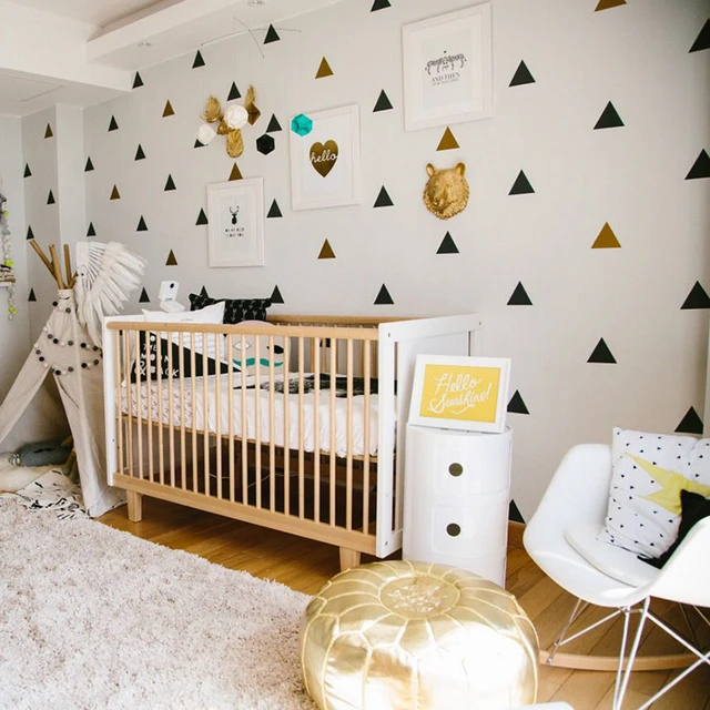 Petits triangles autocollants décoratifs pour chambre de bébé fille,  stickers muraux pour enfants