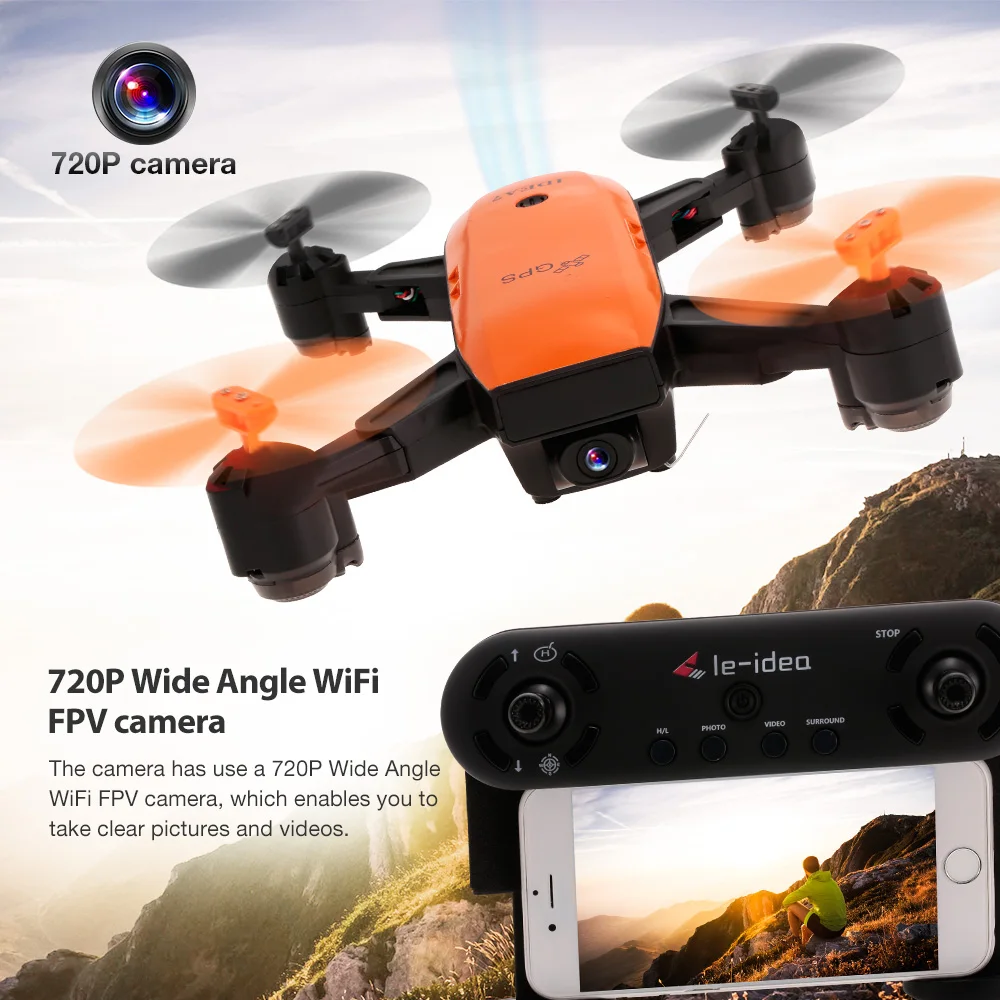 720P Wide Angle Camera Drone Wifi FPV GPS Drone Altitude Hold Foldable Selfie RC Quadcopter Dron Gifts (1)
