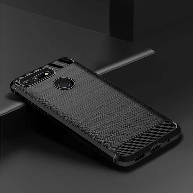 

For Huawei Honor View 20 Case Soft Silicone Brushed Carbon Fiber For Huawei Honor View 20 V20 Rugged Armor Phone Cases Cover