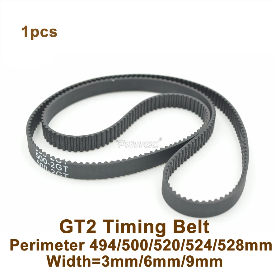 2GT Driver Belt 524-2GT-9 Timing Belt in Closed Loop Rubber L=524mm W=9mm 262 Teeth Pack of 2pcs