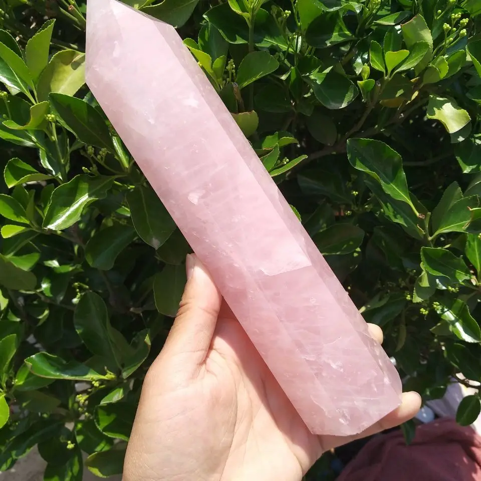 

1.1kg Natural Pink Rose Quartz Crystal Obelisk Wand Point Healing