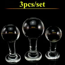 top fashion 3pcs/set sale glasss big anal balls butt plug vagina anus dilator stimulator sex toys for woman anal beads buttplug