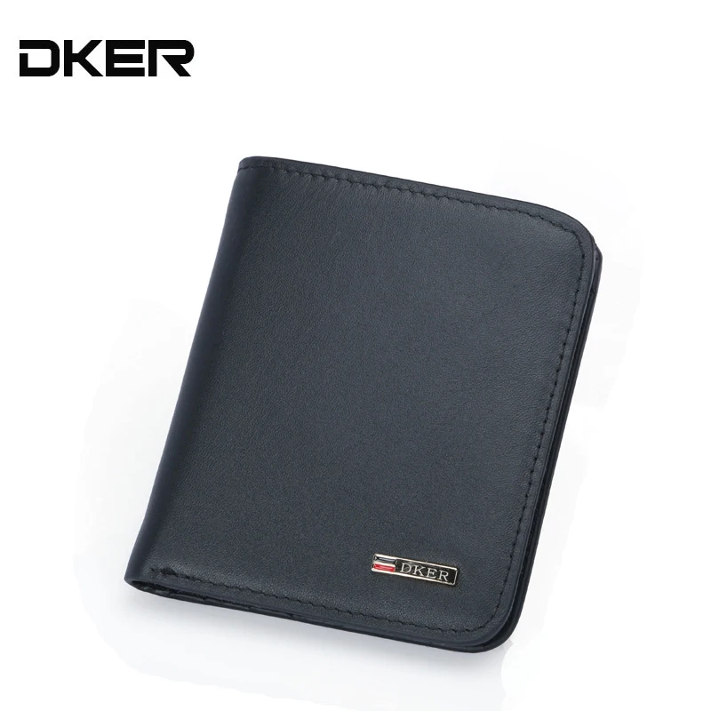 

DKER Men Genuine Leather Wallet RFID Blocking Short Wallet Men Famous Brand High Quality Real Leather Purse Wallet For Men