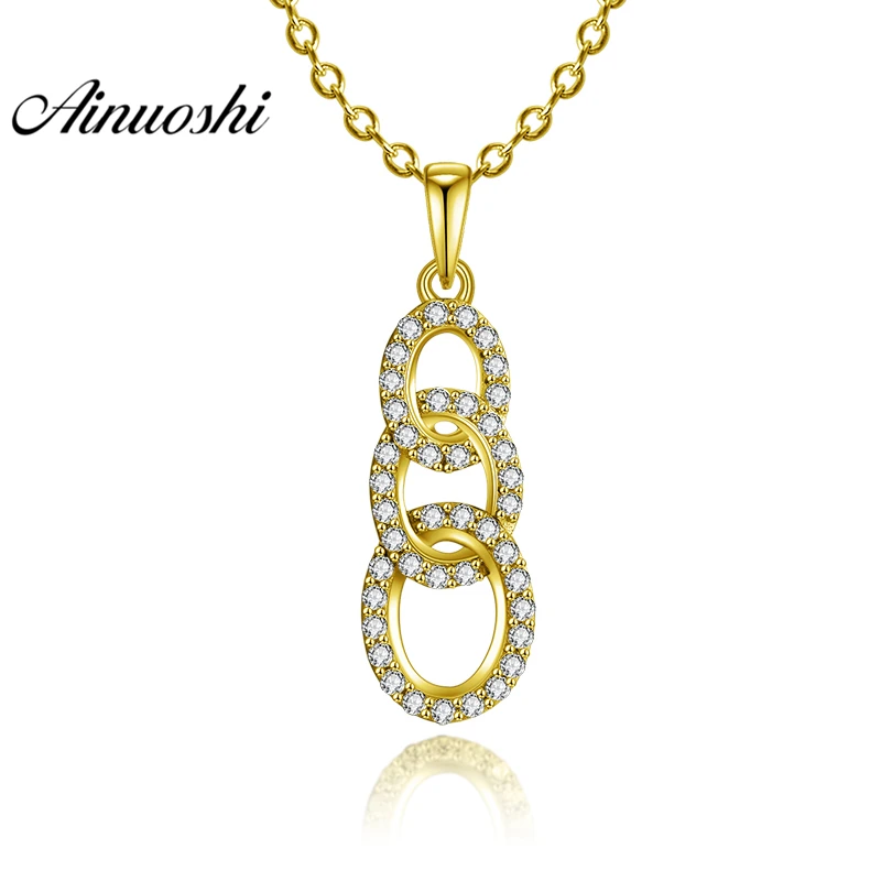 

AINUOSHI 10K Solid Yellow Gold Pendant Chain Pendant SONA Simulated Diamond Women Men Fine Jewelry Round Chain Separate Pendant