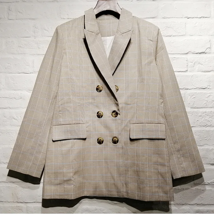 

France style elegnt women's plaid blazers coat New 2019 spring autumn fashion casual blazer jackets A170