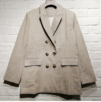 

France style elegnt women's plaid blazers coat New 2019 spring autumn fashion casual blazer jackets A170
