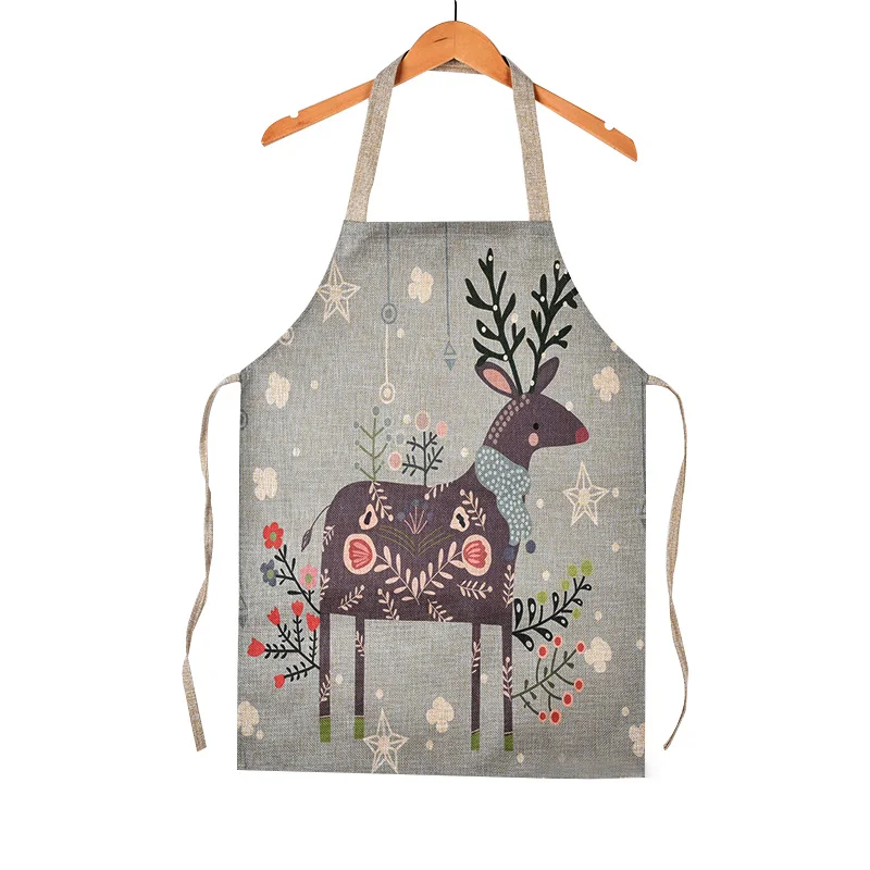 Parents-Kids-Creative-Linen-Sleeveless-Apron-Lovely-Cartoon-Horse-Deer-Rabbit-Cat-Aprons (2)