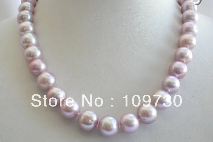 

Jewelry 0012281 stunning wow big 12mm round lavender freshwater cultured pearl necklace