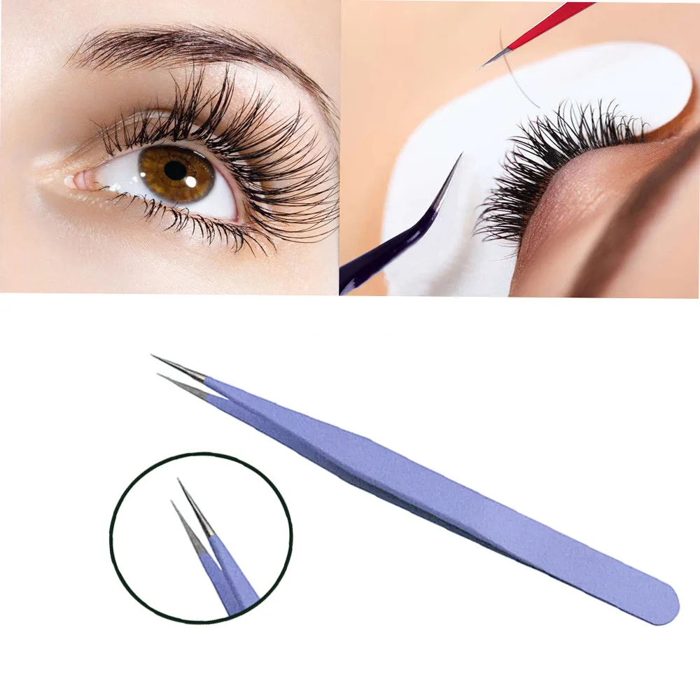 

New Eyebrow Tweezer Purple Stainless Steel Hair Removal Beauty Precision Precision straight head Makeup Tools A# dropship 1124