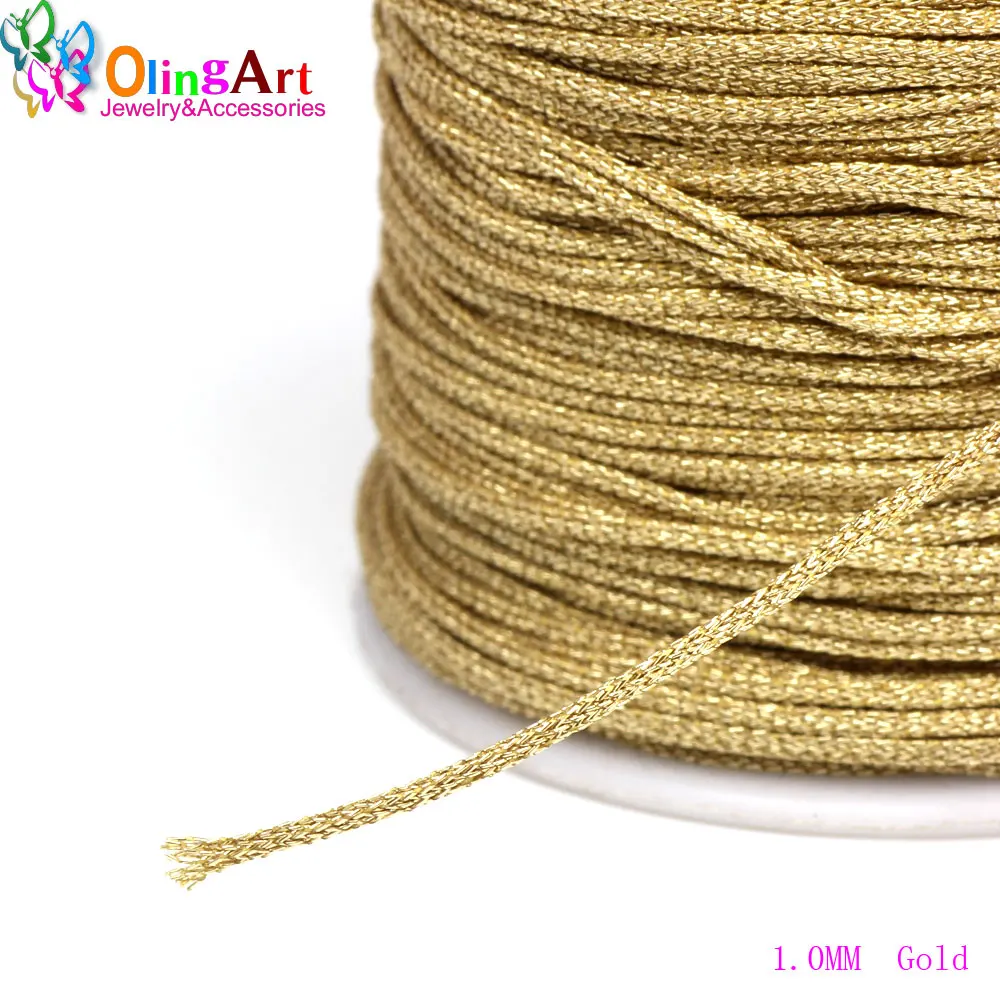 OlingArt-Fil de 10m, 1.0mm, couleur or et argent, pour document, ficelle à nœud chinois, tricot, UL, fil de bricolage, bijoux, bracelet exécutif en nylon