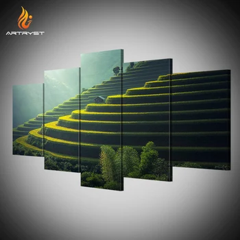 

Artryst HD Print Pastoral Terraced Landscape Pictures and Posters 5 Canvas Paintings with Frame cuadros Art Deco Wall AR036