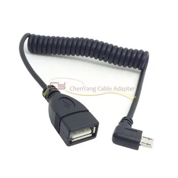 

90 Degree Left Angled Micro USB 5Pin OTG Connector to USB Female Extension Stretch Cable 100cm