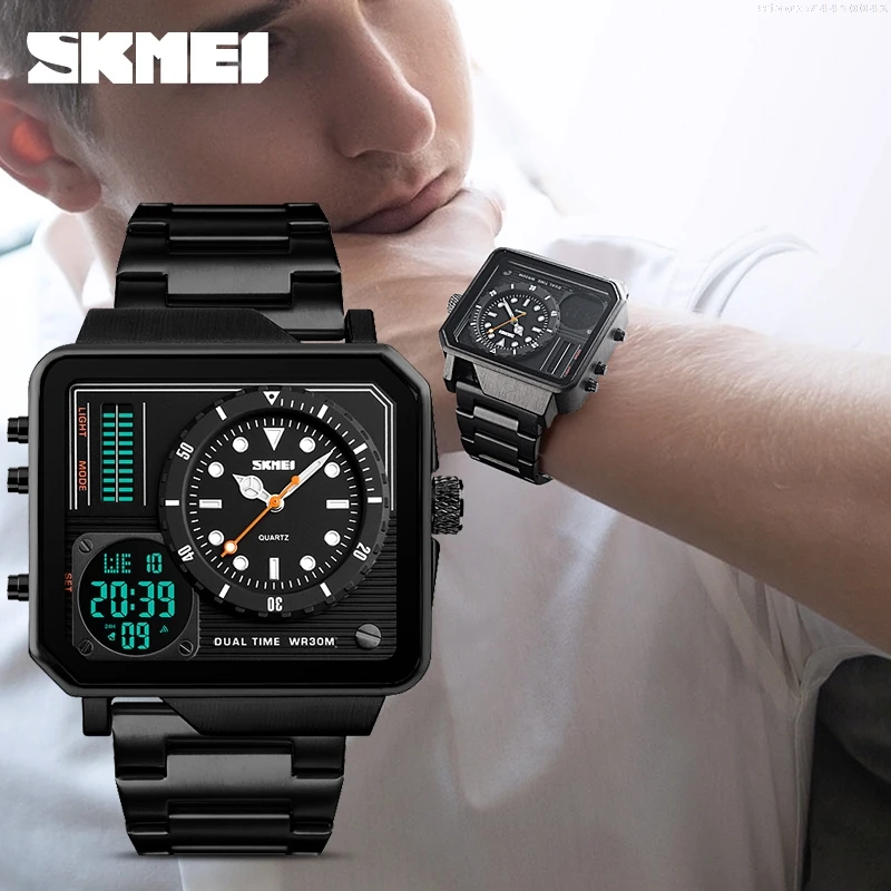 

Luxury Mens Watches 2019 Brand Digital Quartz Watch Men Casual Clock Big Dial Waterproof Military Sports Chrono Wristwatches