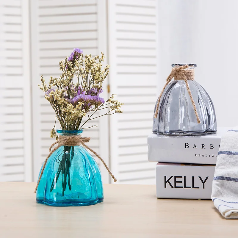 

Modern Glass Vase Blue/gray Mini bottle Tabletop flower vase terrarium glass containers vases wedding home decoration
