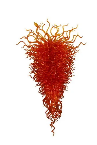 

Big Size Amber Colored Hand Blown Glass Rectangular Chandelier