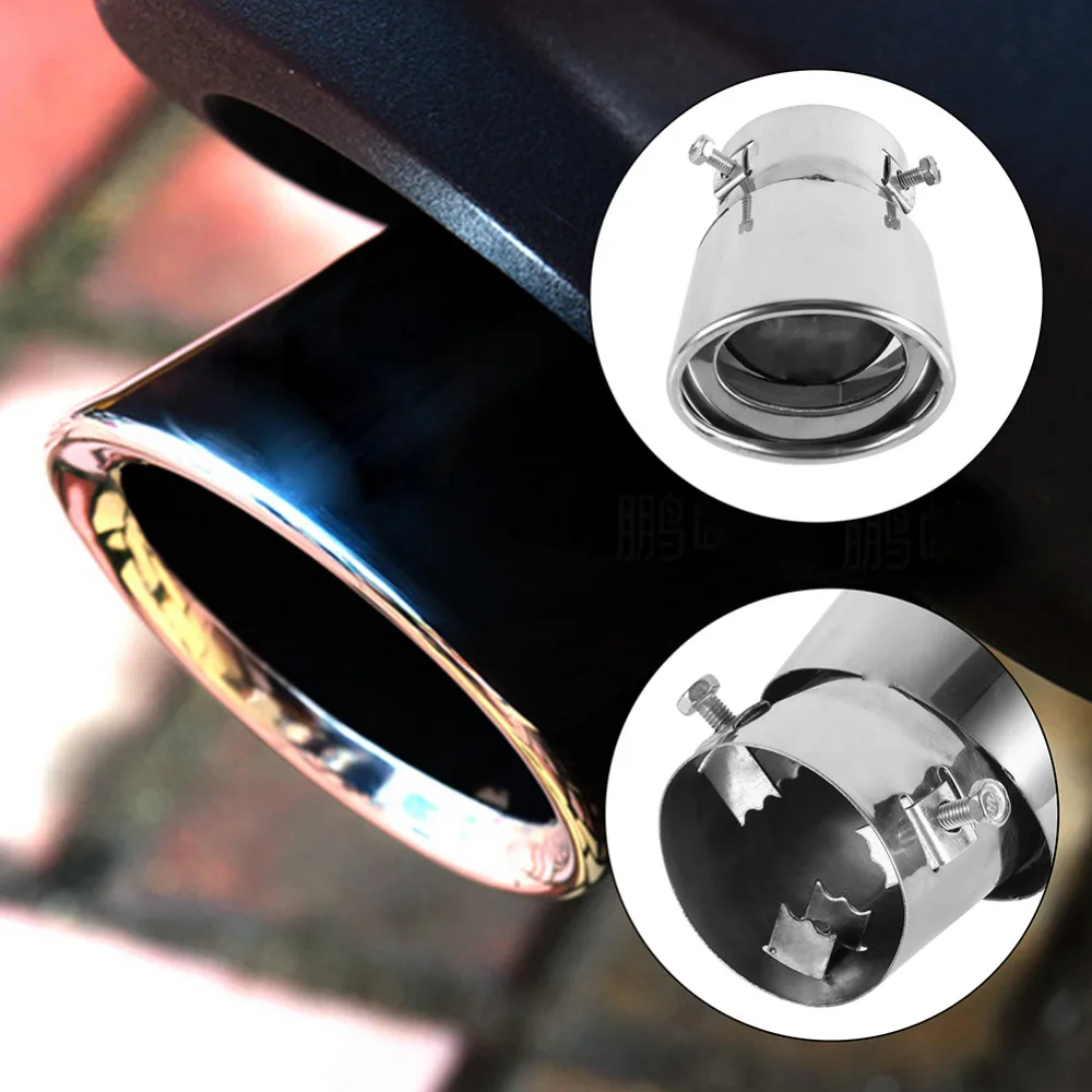 Универсальный Автомобильный задний круглый хромированный глушитель выхлопной