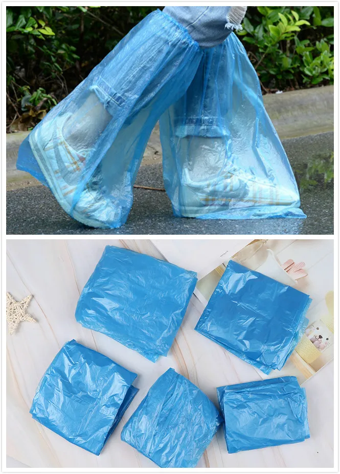 

5 Pairs Durable Waterproof Thick Plastic Disposable Rain Shoe Covers High-Top Anti-Slip Rainproof Shoe Covers High Quality