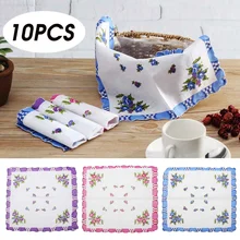 10 шт цветной хлопковый носовой платок винтажный старинный цветочный цветок вышитые женские салфетки носовые платки квадратные случайный оптом