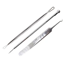 3 шт./лот Пинцет для удаления черных точек с Черной головкой острые изгибы экстрактор угрей и комедонов иглы из нержавеющей стали