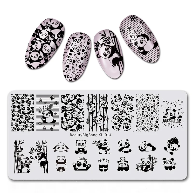 BeautyBigBang Nail Stamping Plates NEW 6*12cm Nail Art Plate Cute Panda Pattern Rectangle Stamp For Nail Polish BBB XL-014 - Цвет: XL-014